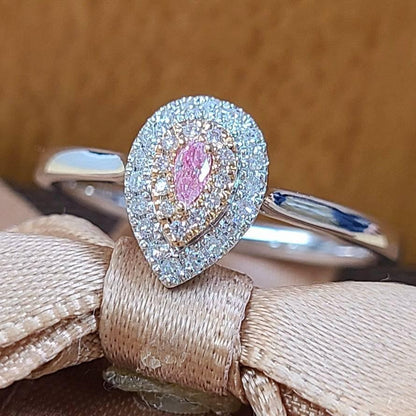 자연 핑크 다이아몬드 다이아몬드 K18 WG PG 화이트 골드 핑크 골드 쌍 모양 반지 18 골드 4 월 생식스톤