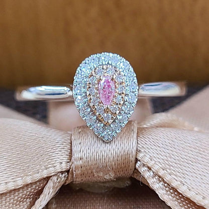 天然粉红色钻石钻石K18 wg PG白金粉红色的金色成型戒指戒指18金四月诞生石