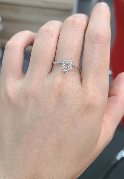 天然粉紅色鑽石鑽石K18 wg PG白金粉紅色的金色成型戒指戒指18金四月誕生石