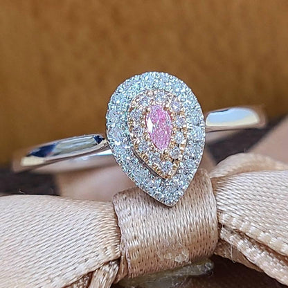 자연 핑크 다이아몬드 다이아몬드 K18 WG PG 화이트 골드 핑크 골드 쌍 모양 반지 18 골드 4 월 생식스톤