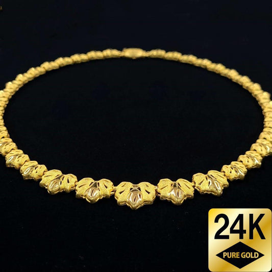 Fundable pure gold 24 gold volume! K24 Design Necklace 77.7g 43cm 9999 engraved