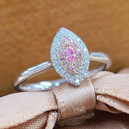Marquise Pink Diamond Diamond Pink Sapphire K18 K18WG White Gold K18PG Pink Gold Ring Ring 18k Gold April Birthstone (with certificate)
