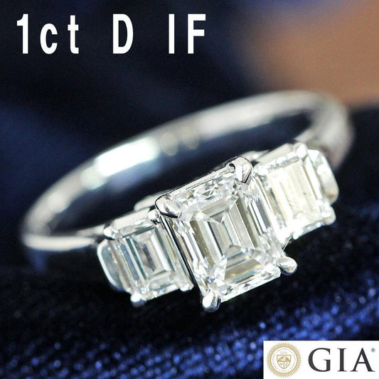World's highest quality! Pt900 ring with flawless, colorless 1ct D IF EX diamond in platinum with GIA certificate.