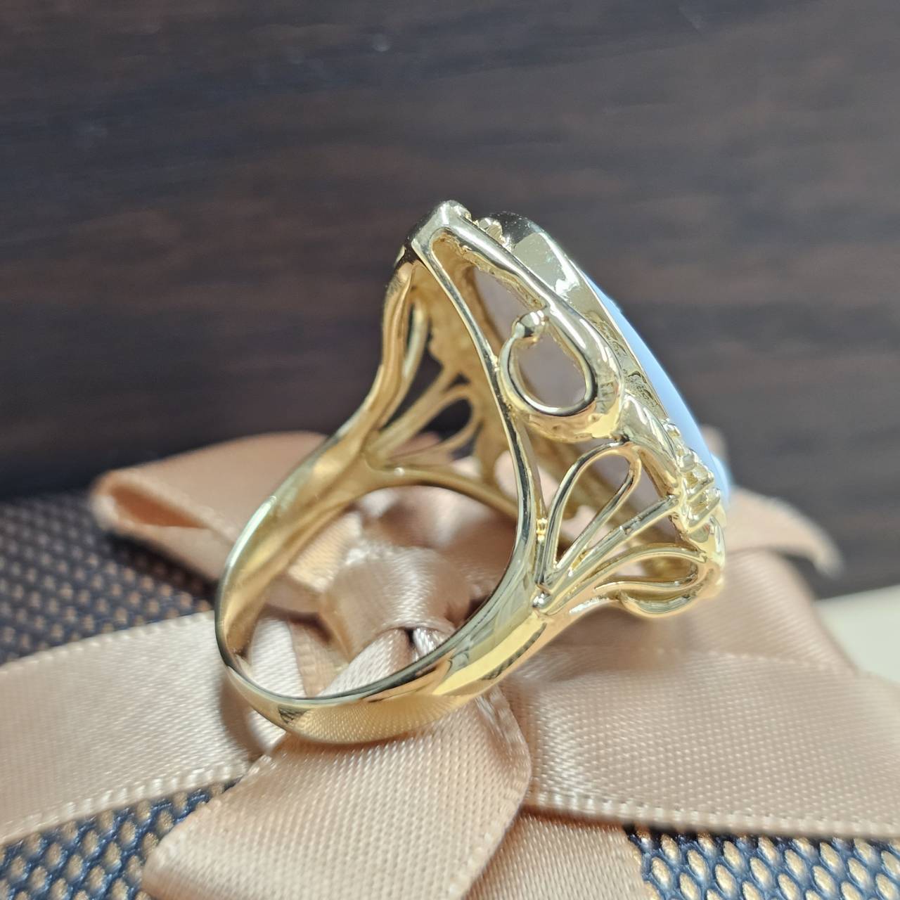 イタリア製 カメオ 天然 アゲート ダイヤモンド K18 YG イエロー