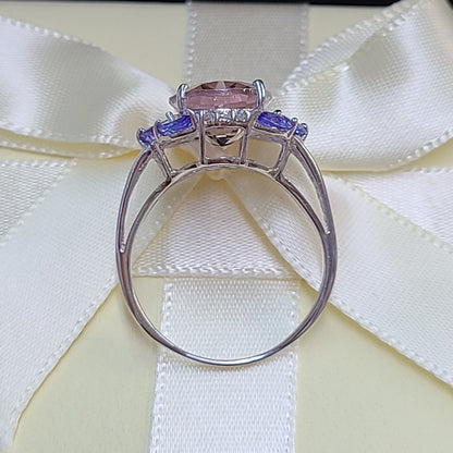 Mysterious Colors Natural Ametrine Tanzanite Diamond Ring K18 WG White Gold 18k Gold Ring with Certificate of Authenticity