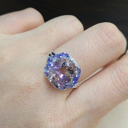 神秘著色天然Ametrin Tanza Night Diamond Ring K18 WG白金18金戒指[差異]
