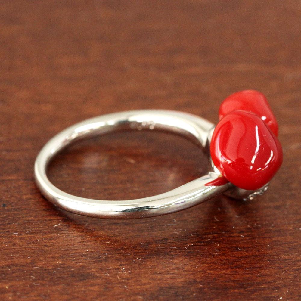【鑑別書付】 Pt900 赤珊瑚 プラチナ 指輪 リング サンゴ  15.9gファッション