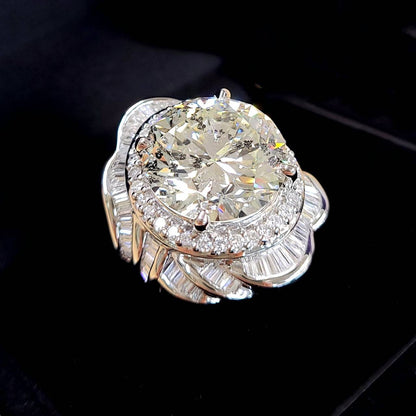 绝对存在12.6CT天然钻石Platinum PT900戒指四月诞生石[与中央珠宝研究所评估]