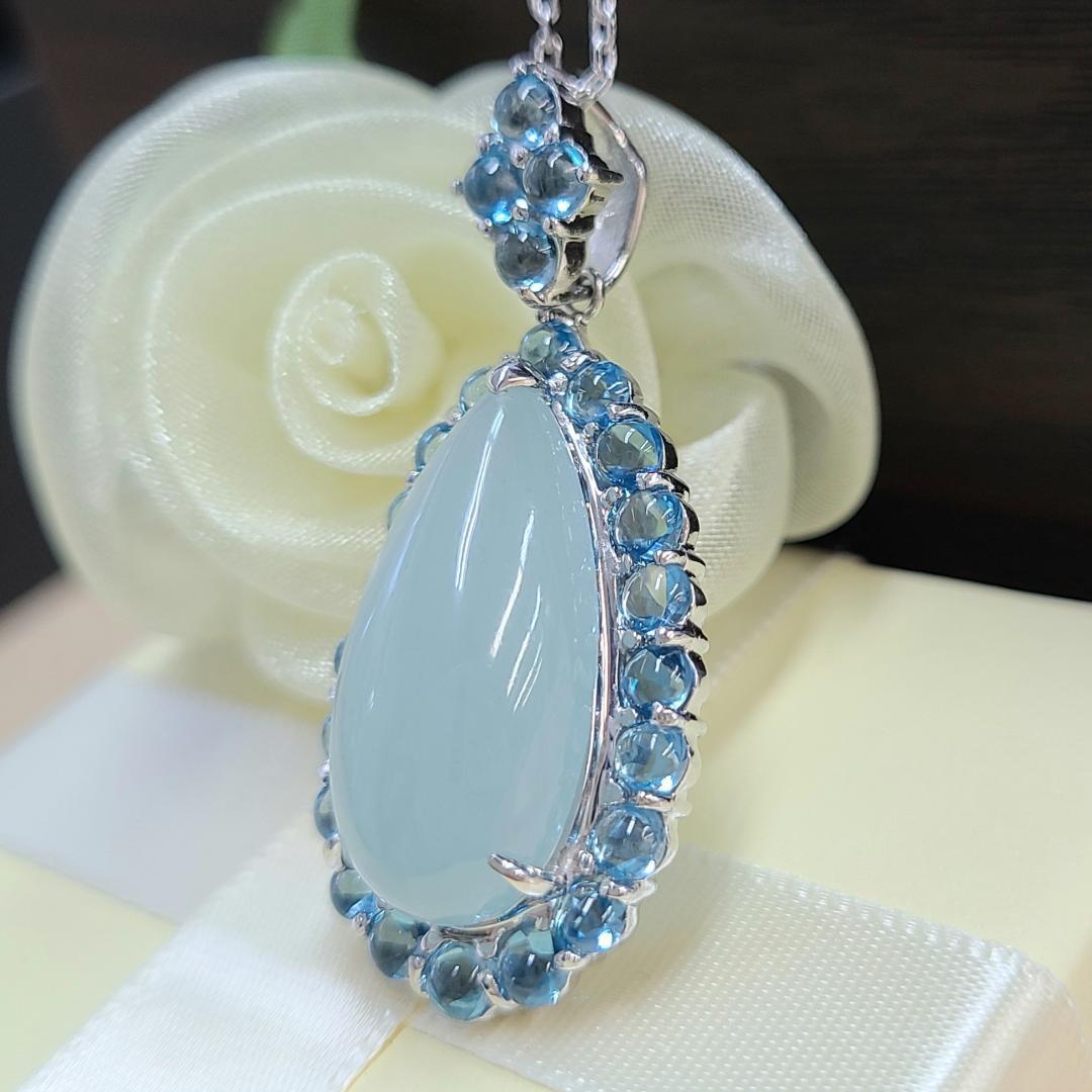 ネックレス wg 18金 K18 アクアマリン ブルートパーズ トパーズ