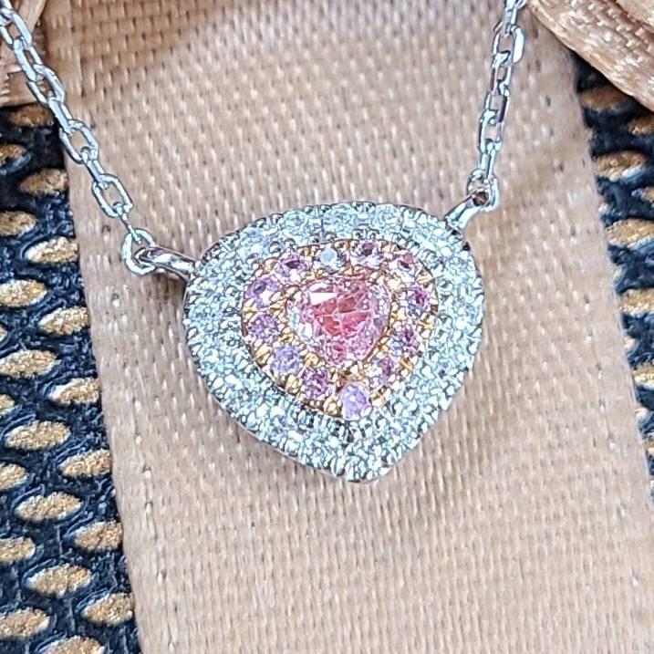 K18 Heart pendant with Diamond - レディース
