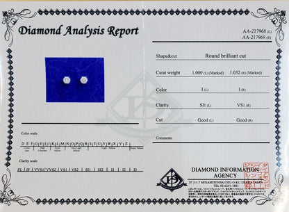 Glitter! Cheap 2CT Natural Diamond K18 WG White Gold 6 Permanal Pierced Piercing April Birthstone [grading report]