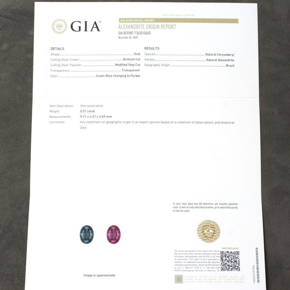 GIA ブラジル産 最高級！ 5ct 天然 アレキサンドライト K18 YG