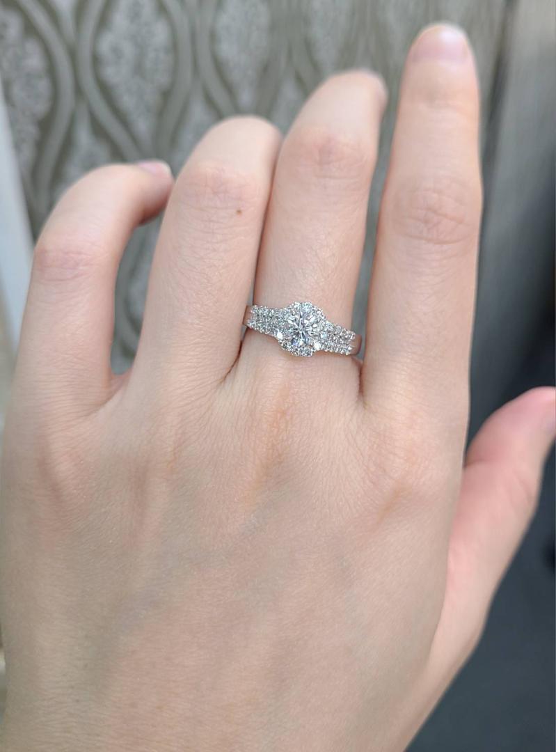 ハート＆キューピッド 0.5ct D SI 3EX 天然 ダイヤモンド K18 WG