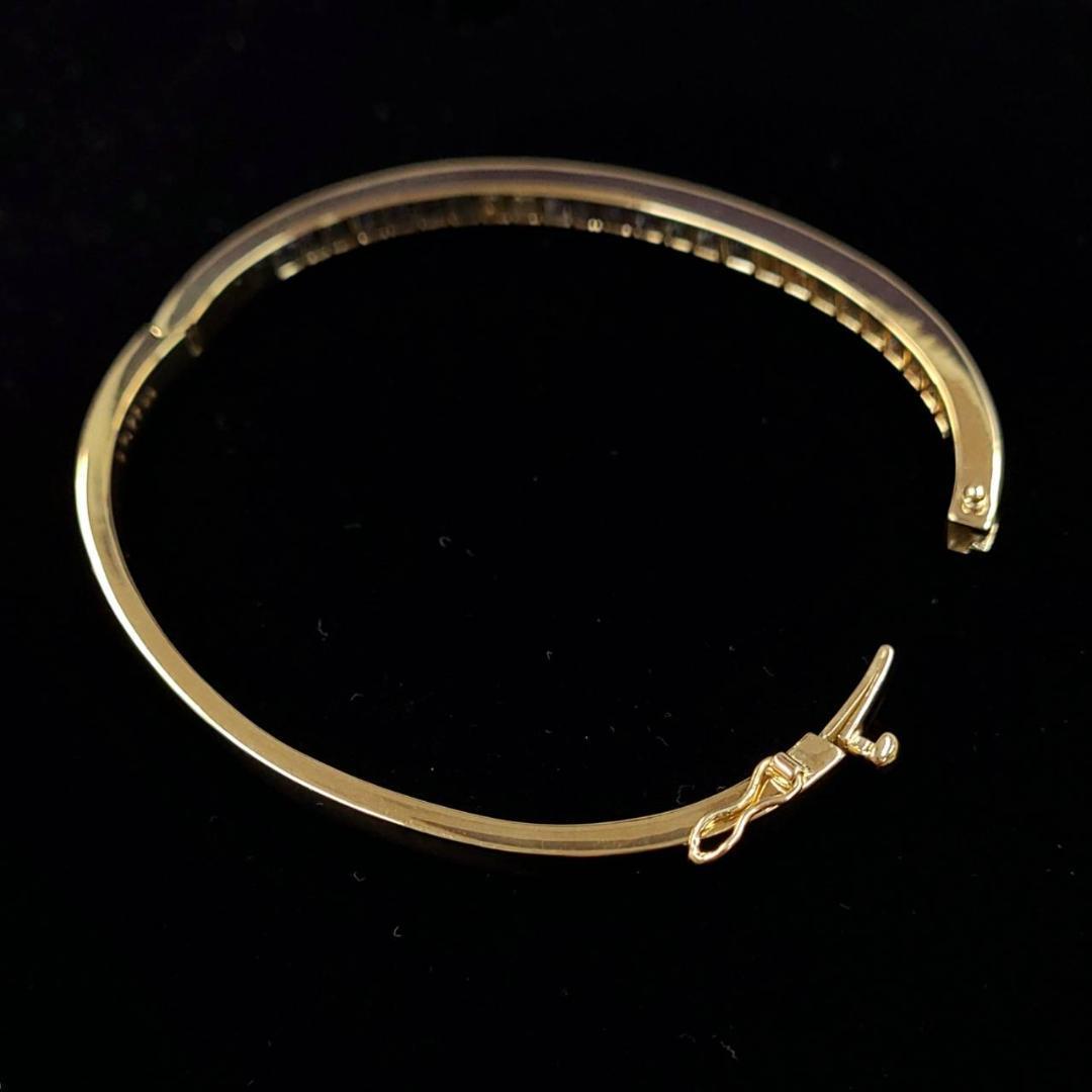 3.5ct 자연 사파이어 다이아몬드 K18 YG Yellow Gold Princess Cut Bracelet Bangle 18 Gold 9 월 Birthstone [차동]