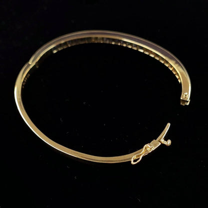 3.5ct 자연 사파이어 다이아몬드 K18 YG Yellow Gold Princess Cut Bracelet Bangle 18 Gold 9 월 Birthstone [차동]