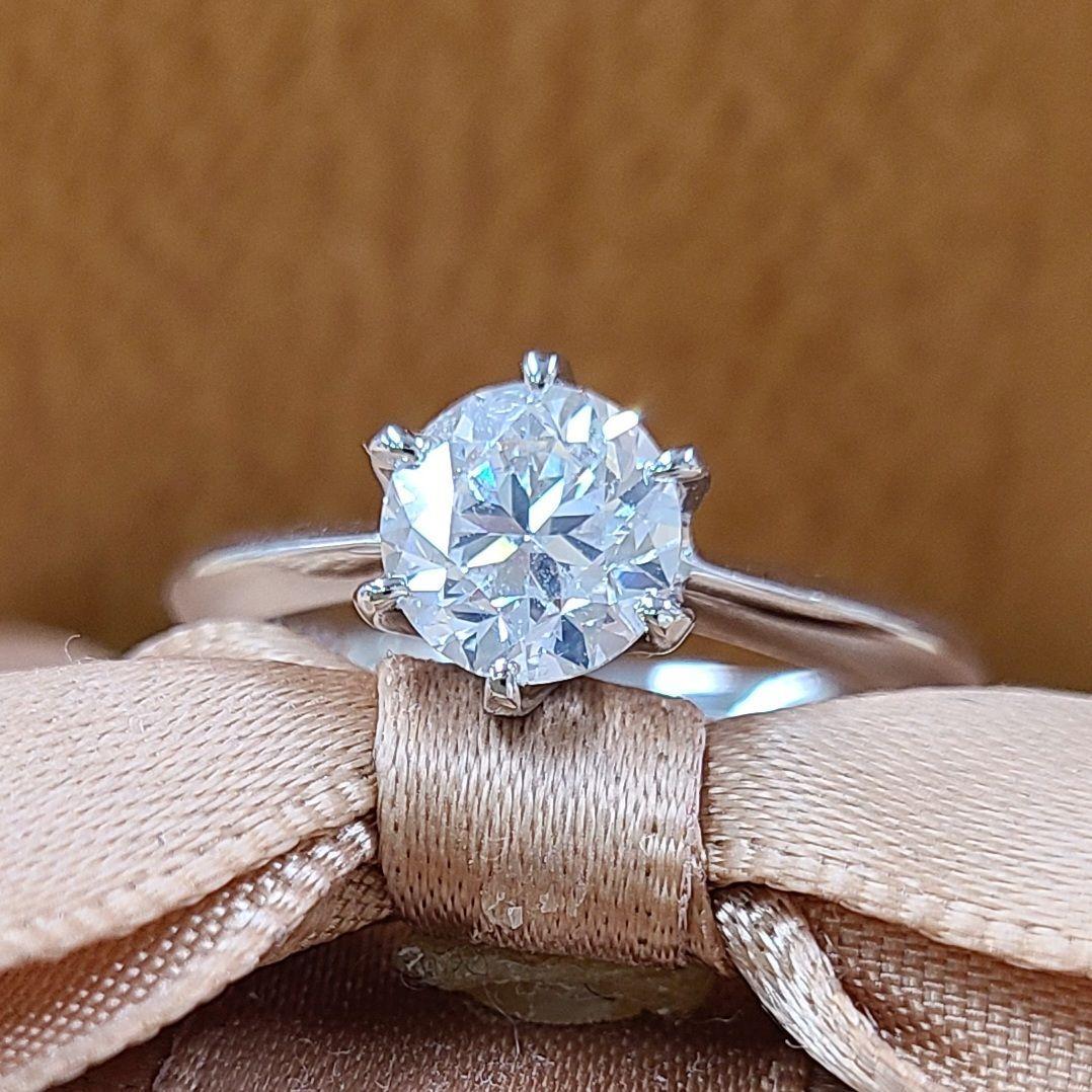 1ct 天然 ダイヤモンド H SI GOOD プラチナ Pt900 6本爪 一粒
