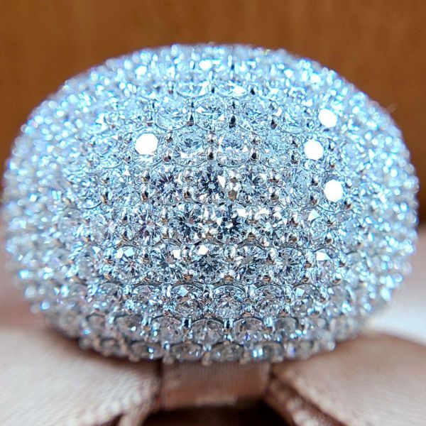 光の海 すべてハートキュー 計6.14ct 天然 ダイヤモンド PT900 プラチナ パヴェ リング 指輪【鑑別書付】