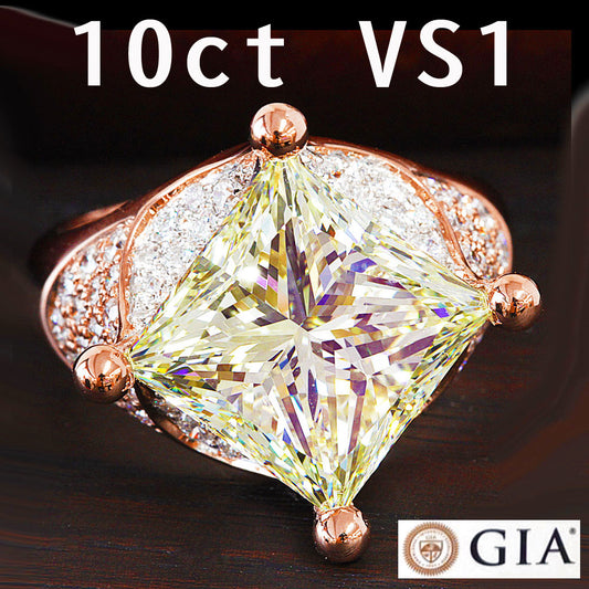 10ct vs-1 천연 다이아몬드 K18 PG 핑크 골드 링 반지 링 스퀘어 컷 [GIA 평가]