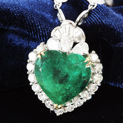 세계 최고 품질 10.88ct Columbia Muzo 's Natural Emerald 11.48ct Natural Diamond Platinum PT900 펜던트 PT850 목걸이