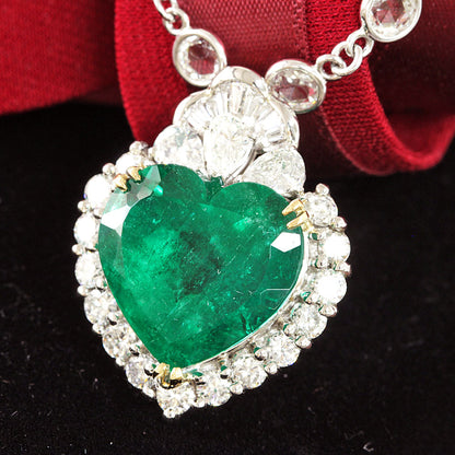 세계 최고 품질 10.88ct Columbia Muzo 's Natural Emerald 11.48ct Natural Diamond Platinum PT900 펜던트 PT850 목걸이