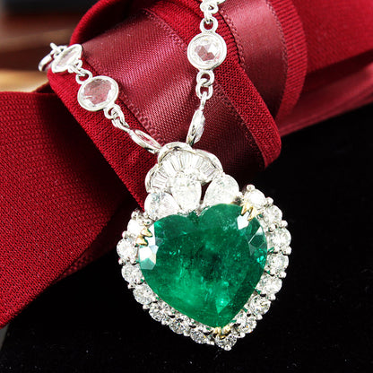 세계 최고 품질 10.88ct Columbia Muzo 's Natural Emerald 11.48ct Natural Diamond Platinum PT900 펜던트 PT850 목걸이