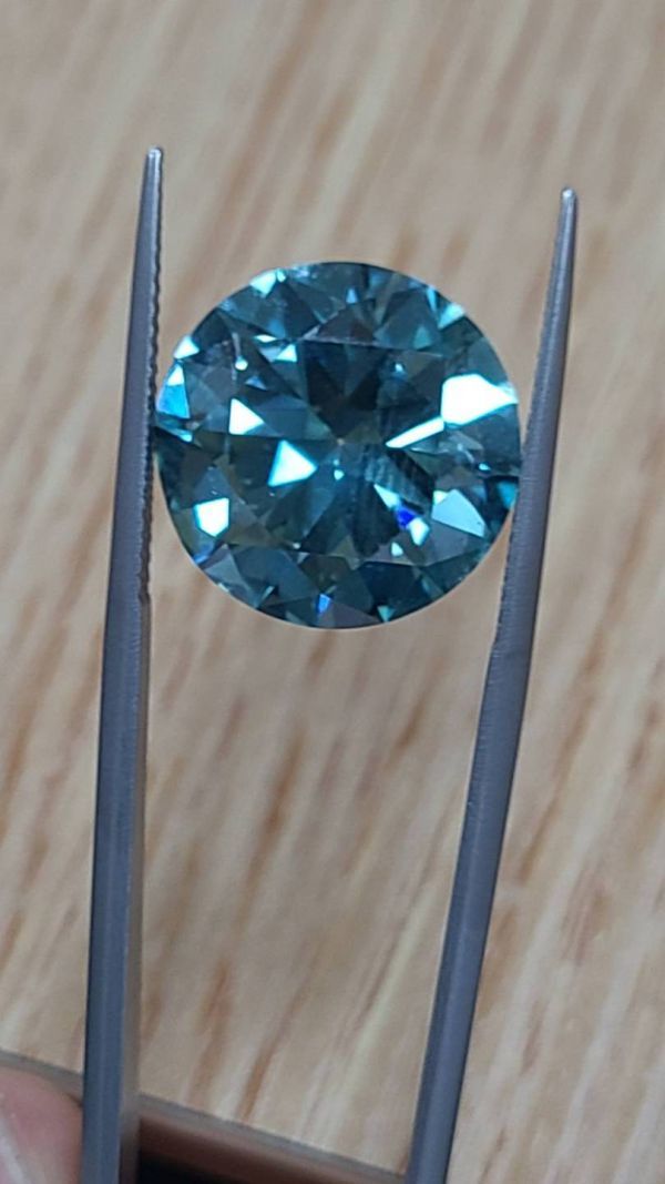 Super rare! Large grains 12.45ct vs IRRADIATED GREEN Natural Diamond loose 【grading report]