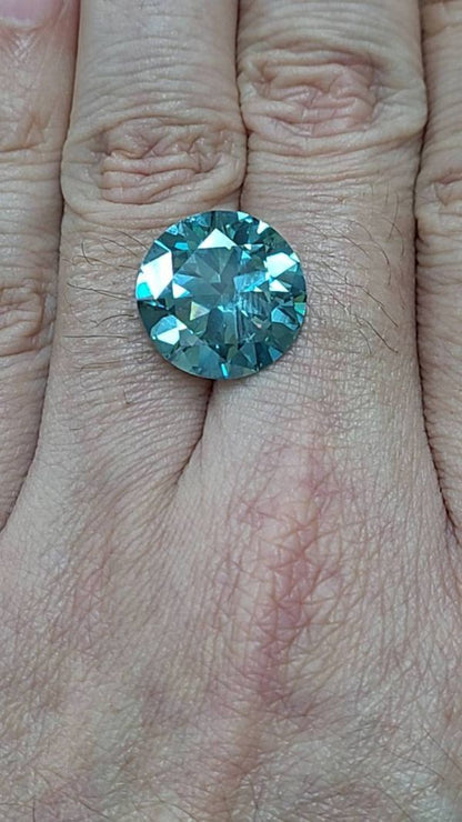 Super rare! Large grains 12.45ct vs IRRADIATED GREEN Natural Diamond loose 【grading report]