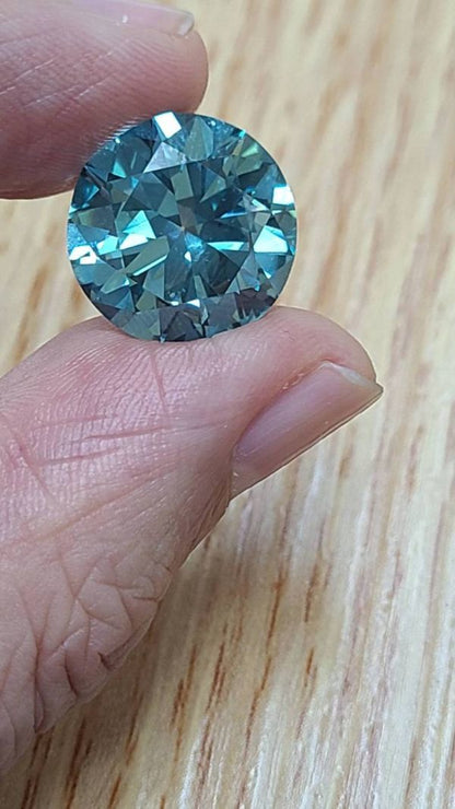 Super rare! Large grains 12.45ct vs IRRADIATED GREEN Natural Diamond loose 【grading report]