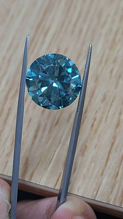 Super rare! Large grains 12.45ct vs IRRADIATED GREEN Natural Diamond loose 【grading report]