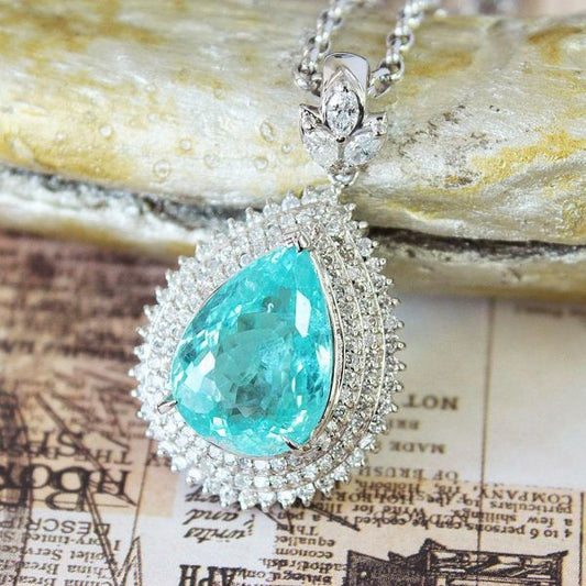 Special product! Super rare! 10ct natural paraiba tourmaline・ Natural diamond platinum PT900 Pendant PT850 Necklace [Central treasureidentification report]