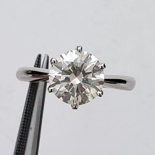 Large, Rare, Excellent! 2ct L SI-2 natural diamond PT900 platinum ring with April birthstone certificate.