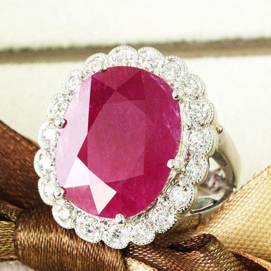 Myanmar Unheated 11.56ct Natural Ruby and Natural Diamond PT900 Platinum Ring with AIGS Certificate