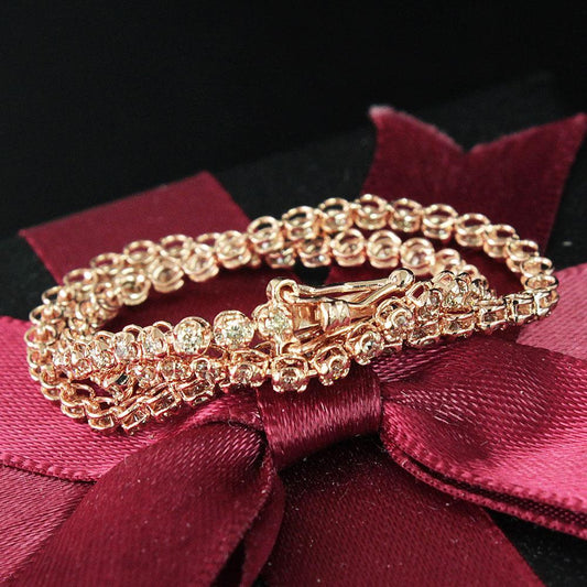 Popular! Best -selling 1CT Natural Diamond K18 Pink Gold Tennis Bracelet 18 Gold [identification report]