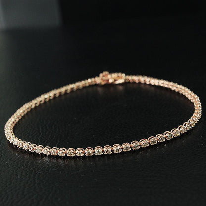 Popular! Best -selling 1CT Natural Diamond K18 Pink Gold Tennis Bracelet 18 Gold [identification report]